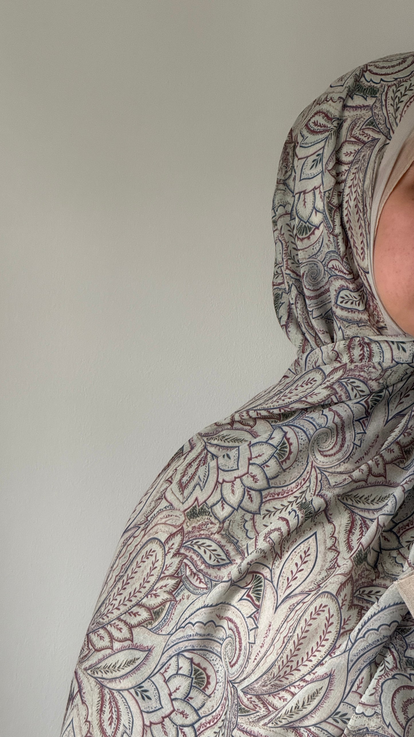Beige Patterned Hijab