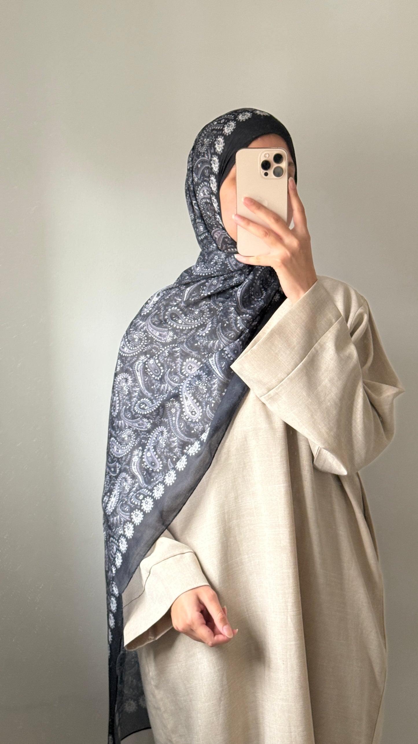 Hijab à Motifs Marron